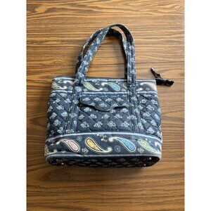 Vivary blue cream paisley zippered tote bag